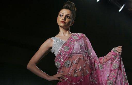 A model displays a creation by Priyanka Thakur at the Bangalore Fashion Week 2009, in Bangalore, India.