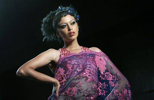 A model displays a creation by Ramesh Dembla at the Bangalore Fashion Week 2009.