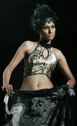 A model displays a creation by Ramesh Dembla at the Bangalore Fashion Week 2009, in Bangalore, India.