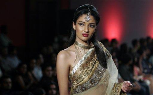 A model displays an ethnic creation by Namrata G at the Bangalore Fashion Week 2009, in Bangalore, India.