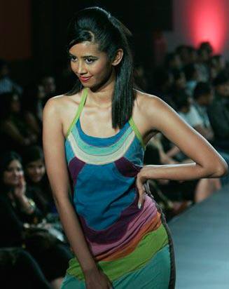 A model displays a creation by Namrata G at the Bangalore Fashion Week 2009, in Bangalore, India.