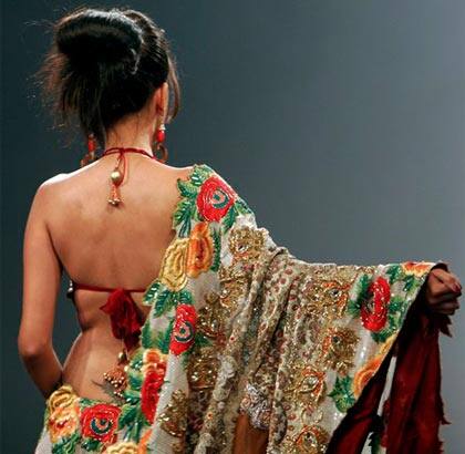 A model presents a by Suman Chowdhury at the Bangalore Fashion Week 2009, in Bangalore, India.