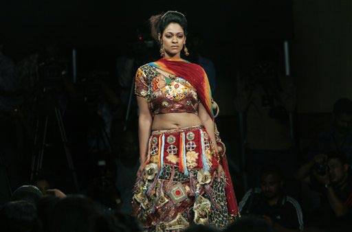 A model presents a creation by Suman Chowdhury at the Bangalore Fashion Week 2009, in Bangalore, India.