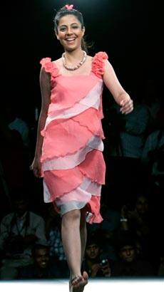 A model presents a creation by Babita Jai Shankar at the Bangalore Fashion Week 2009, in Bangalore, India, Sunday, July 26, 2009.