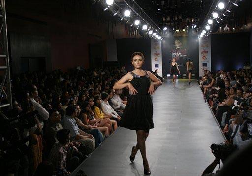 A model presents a creation by Rocky S at the Bangalore Fashion Week 2009, in Bangalore, India, Sunday, July 26, 2009.