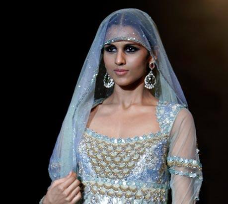 A model presents a creation by Neeru and Harish at the Bangalore Fashion Week 2009, in Bangalore, India.