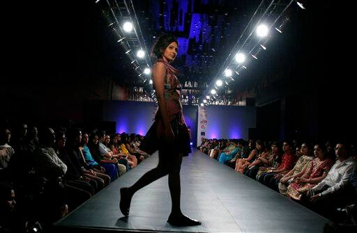 A model presents a creation by Jason and Anshu at the Bangalore Fashion Week 2009, in Bangalore.