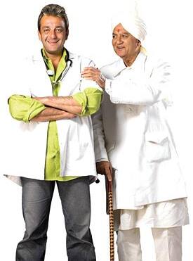 With dad Sunil Dutt in the hit flick 'Munna Bhai MBBS'.