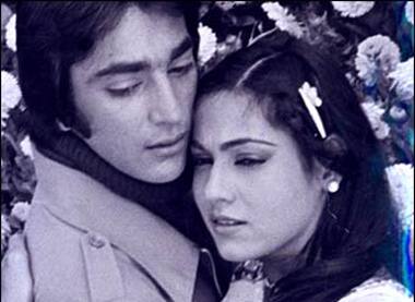 In his debut flick 'Rocky' with Tina Munim nee Ambani.