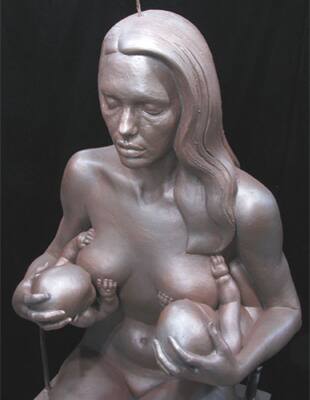 Jolie and twins: The artwork 'Landmark for Breastfeeding' is to become part of World Breastfeeding Week.