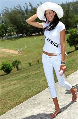 Miss South Africa Tatum Keshwar, contestant of the Miss Universe 2009 beauty pageant, arrives to Fort Charlotte, the largest colonial fortress in Nassau, Bahamas. 