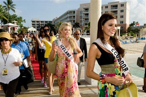 Ingibjorg Egilsdottir, Miss Iceland 2009, visits Sandals Resort and Cay in Nassau, Bahamas to pre-tape a segment for the Miss Universe 2009 competition.