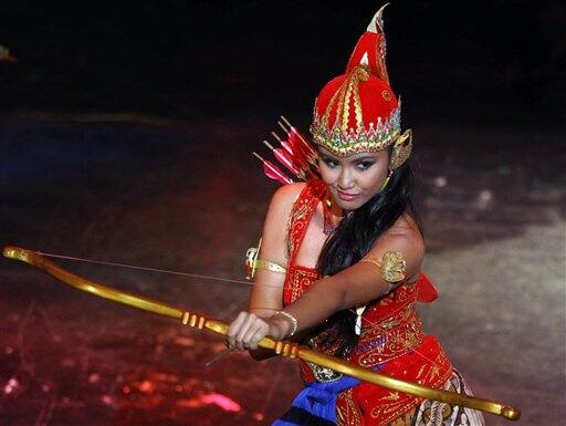 Miss Indonesia Zivanna Siregar poses during the national costume event of the Miss Universe 2009 competition in Nassau, Bahamas.