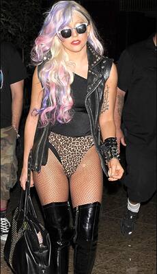 Lady GaGa ventured out in wacky outfit and technicolour hairdo. 