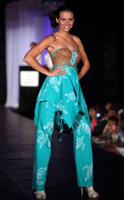 Miss Slovenia Mirela Korac poses during a fashion show event at the Miss Universe 2009 competition in Nassau, Bahamas