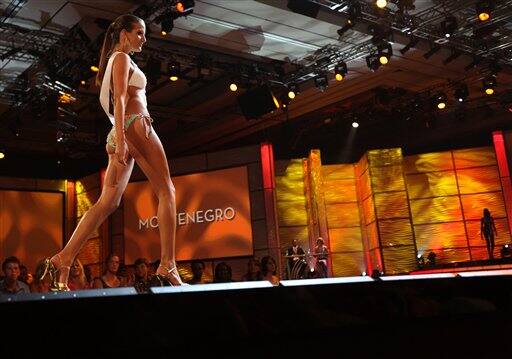 Miss Montenegro Anja Jovanovic walks on the runway during the swimsuit event of the 2009 Miss Universe Preliminary Competition