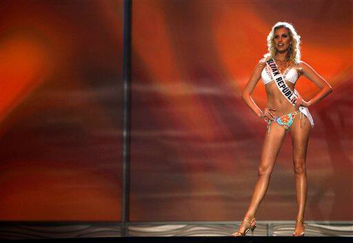 Miss Slovak Republic Denisa Mendrejova poses during the swimsuit event of the 2009 Miss Universe Preliminary Competition