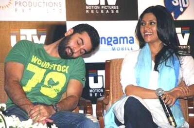 Konkona and Ranbir attend a news conference for 'Wake Up Sid' in Mumbai. 