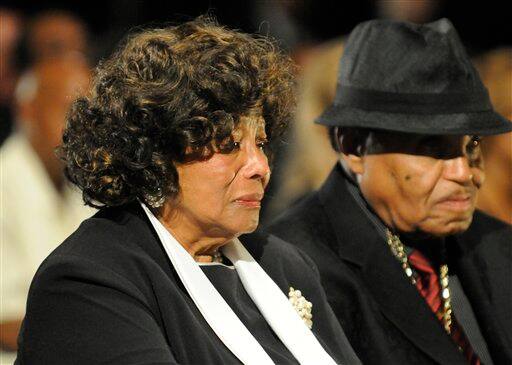 Katherine Jackson and Joe Jackson attend Michael Jackson's funeral service held at Glendale Forest Lawn Memorial Park