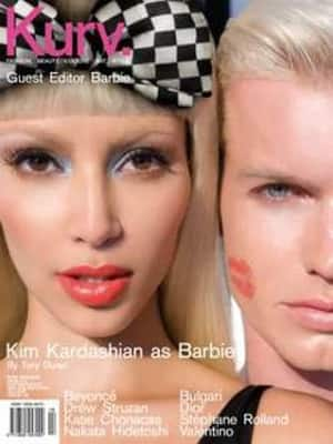 Barbie blonde: Kim Kardashian comes close on the cover of 'Kurve'.