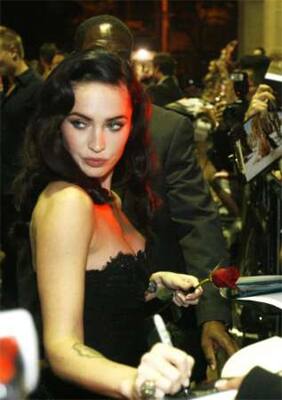 Megan Fox spotted at a media event.