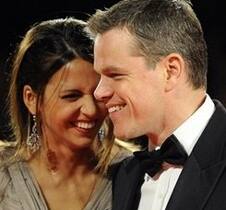 Matt Damon and his wife arrive for the screening of 'The Informant'.