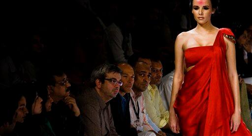 A model shows a creation by designer Anand Kabra on the first day of the Lakme Fashion Week 2009 in Mumbai, India.