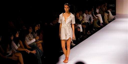 A model showcase a creation by designer Anand Kabra on the first day of the Lakme Fashion Week 2009 in Mumbai, India.