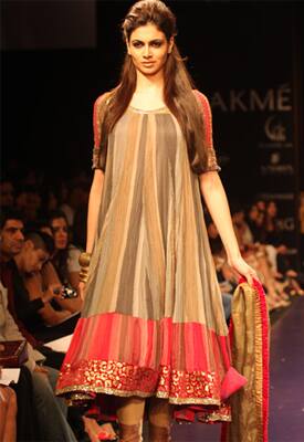 A very feminine ensemble by Manish Malhotra at Lakme Fashion Week in Mumbai.