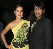 Katrina Kaif and Rocky S pose during a celebration party for the movie 'Kanchivaram'.