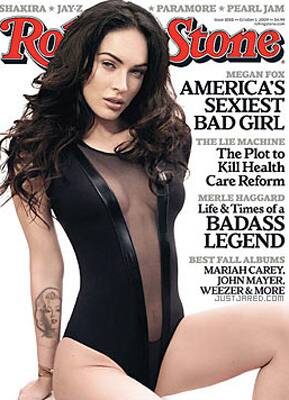 Dressed to kill: Megan Fox poses erotically on the October cover of Rolling Stones magazine.