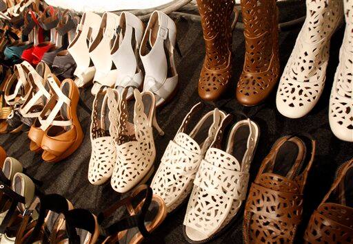 Shoes are seen in the backstage prior to the Marni women's Spring/Summer 2010 fashion collection, presented in Milan, Italy, Sunday, Sept. 27, 2009.