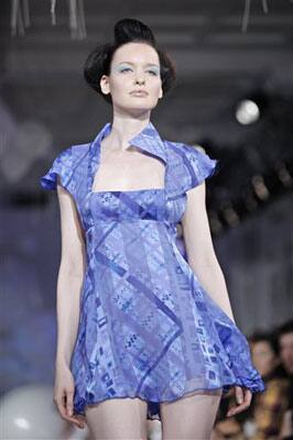 A model wears a creation by Portuguese fashion designer Fatima Lopes as part of her Ready to Wear Spring Summer 2010 fashion collection