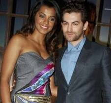 Mughda Godse and Neil Nitin Mukesh pose for a picture during the music launch ceremony of their forthcoming movie ‘Jail’ in Mumbai.