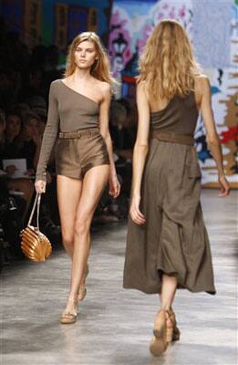 Models display a creations by British fashion designer Stella McCartney for her Ready to Wear Spring Summer 2010 fashion collection