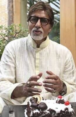 Amitabh Bachchan celebrating his b'day at his office in Juhu.