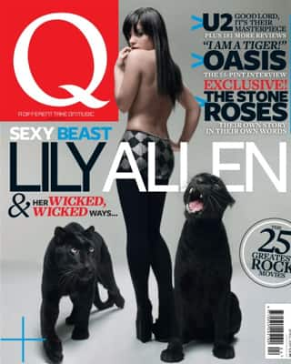 Q mag's April cover featuring Lily Allen with panthers wins best magazine cover award.