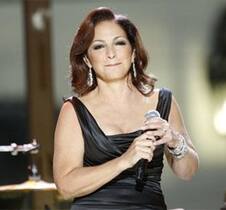 Gloria Estefan sings during a performance celebrating Hispanic musical heritage on the South Lawn of the White House.