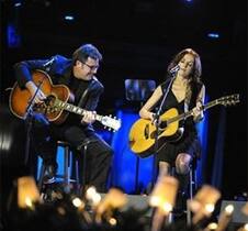 Country music artists Vince Gill and Patty Griffin perform on stage during the 57th Annual BMI Country Awards in Nashville.