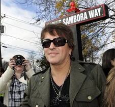 Richie Sambora talks to fans after Woodbridge residents and public officials gathered in his hometown, Woodbridge, N.J., to name a street in his honor because of his philanthropy.