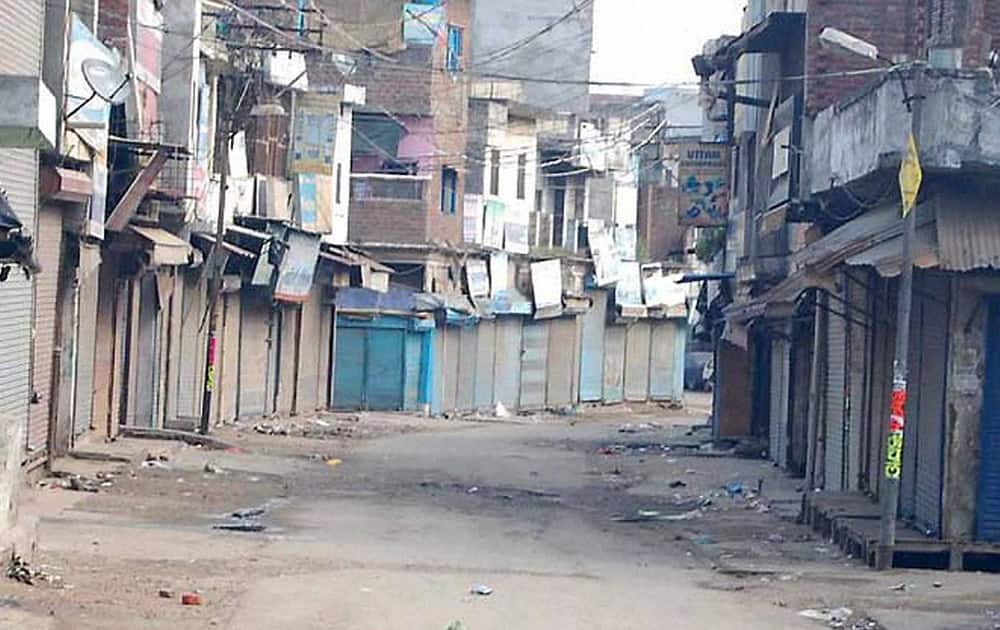 A view of a street during curfew in Saharanpur after violent clashes between two communities over a land dispute.