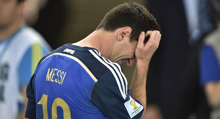 Argentina-Germany, 2014 World Cup: Lionel Messi is sad.