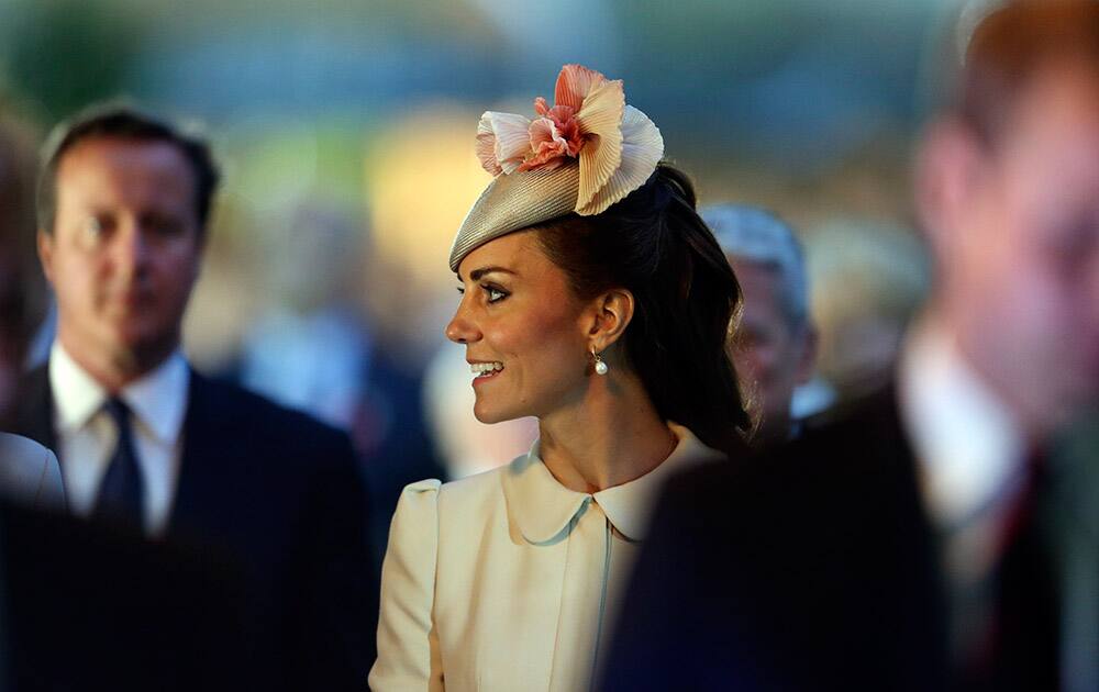 Kate, Duchess of Cambridge attends a ceremony at St. Symphorien Military Cemetery in Mons, Belgium.