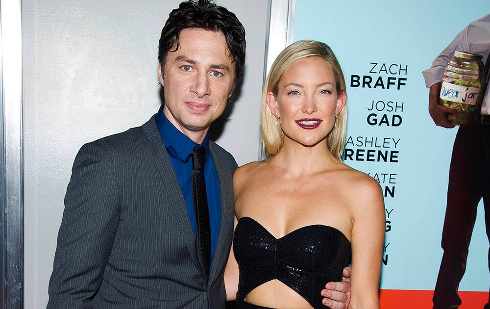 Zach Braff and Kate Hudson attend the premiere of `Wish I Was Here`in New York.