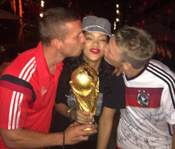 Rihanna partied with the Germany #WorldCup team after their win. Pic Courtesy: Twitter