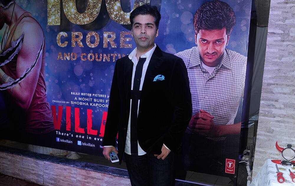 Bollywood filmmaker Karan Johar during the success party of film 'Ek Villain' in Mumbai.- Rajneesh Londhe.dna