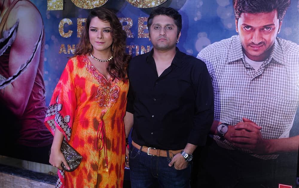 Bollywood filmmaker Mohit Suri with his wife and actor Udita Goswami during the success party of film 'Ek Villain' in Mumbai.- Rajneesh Londhe.dna