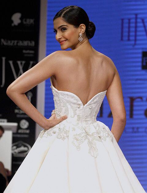 Bollywood actor Sonam Kapoor at the India International Jewellery Week (IIJW) in Mumbai.