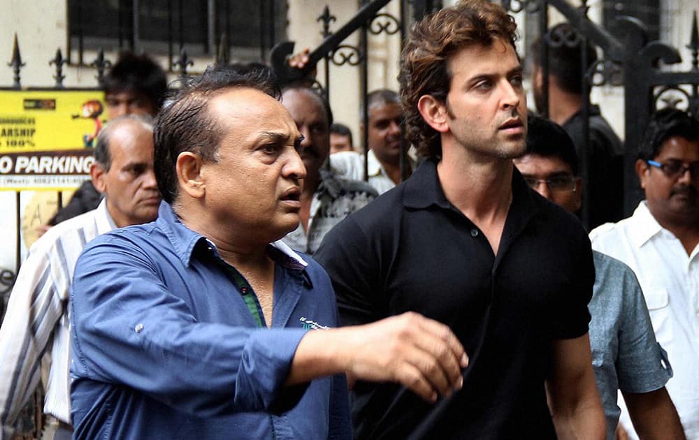 Hrithik Roshan arrives at Lotus Business Park building after a fire at Andheri in Mumbai.