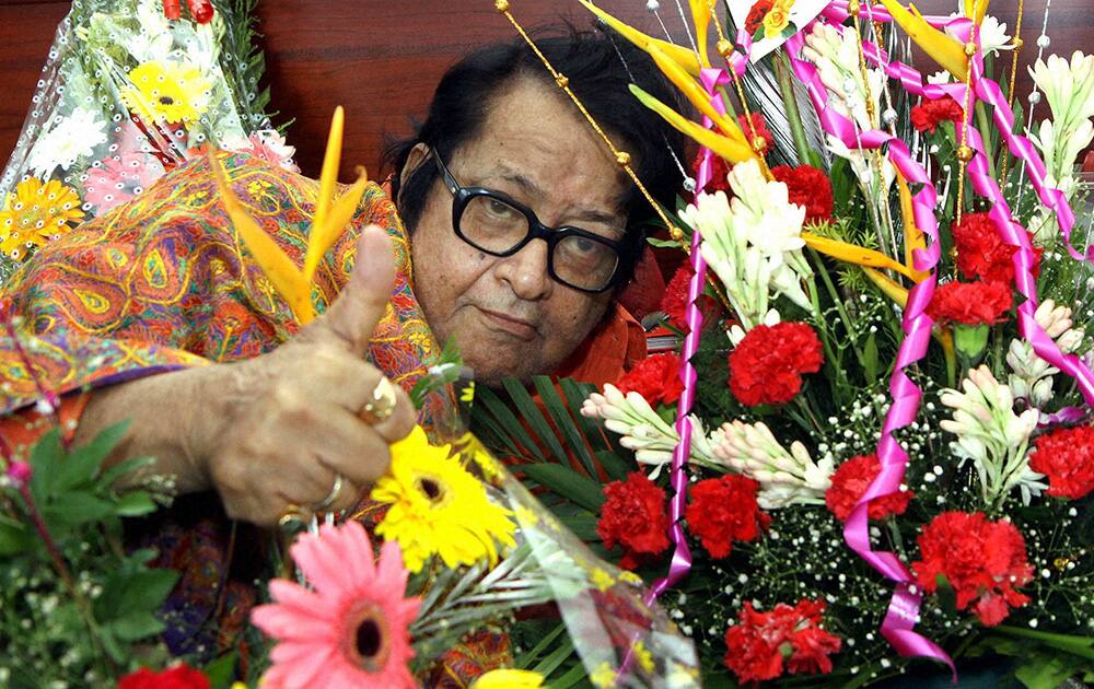 Bollywood actor and director Manoj Kumar during celebration of his 77th birthday in Mumbai.